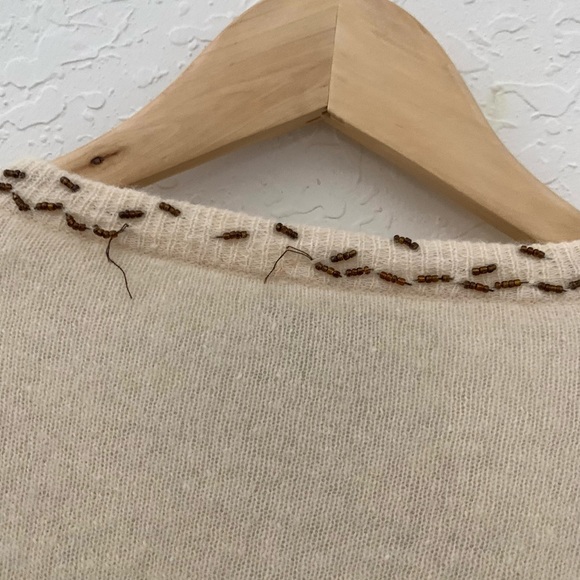 Vintage Cream Lambswool Beaded Cardigan Sweater - Picture 14 of 14